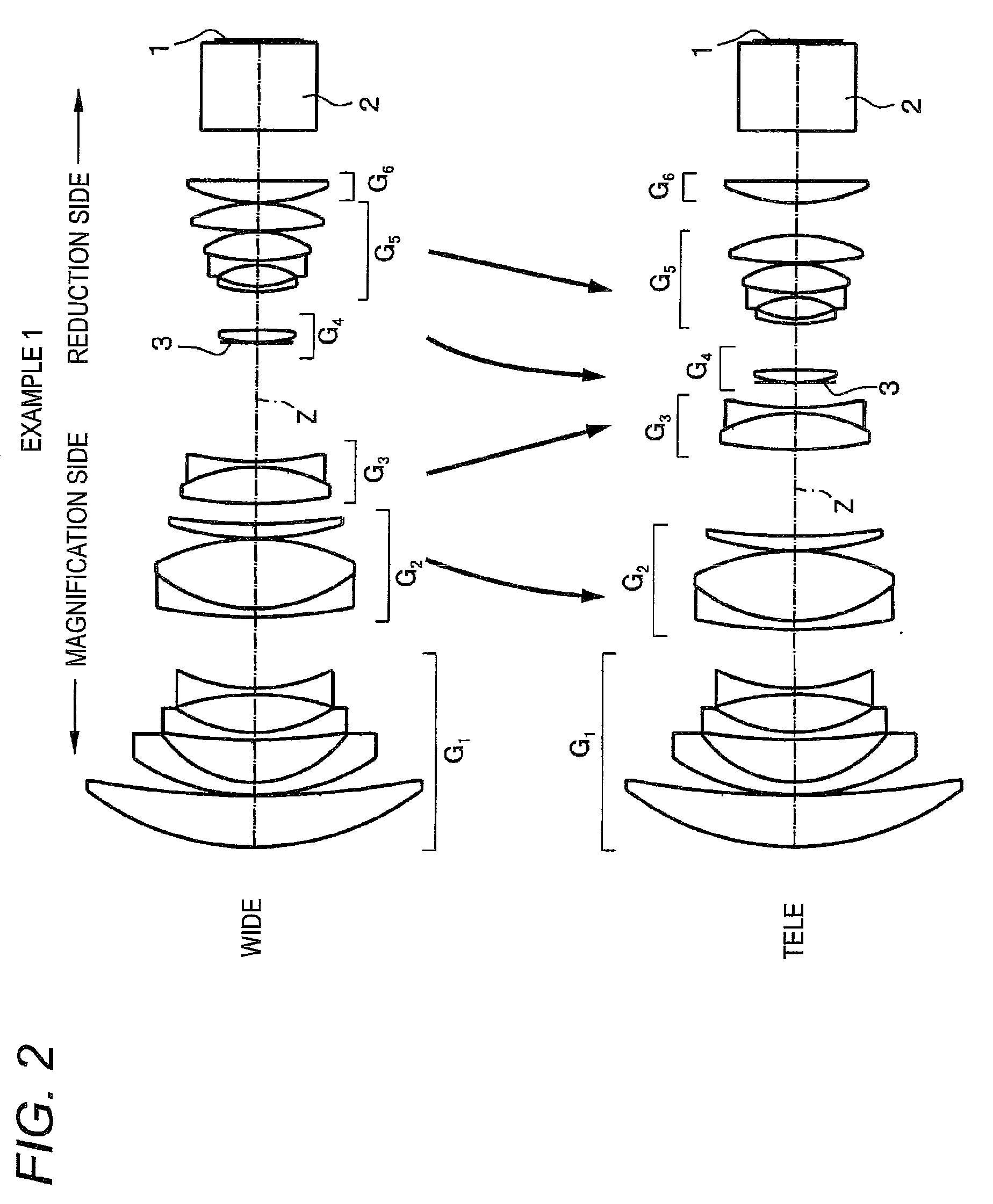 Projecting zoom lens and projection type display apparatus