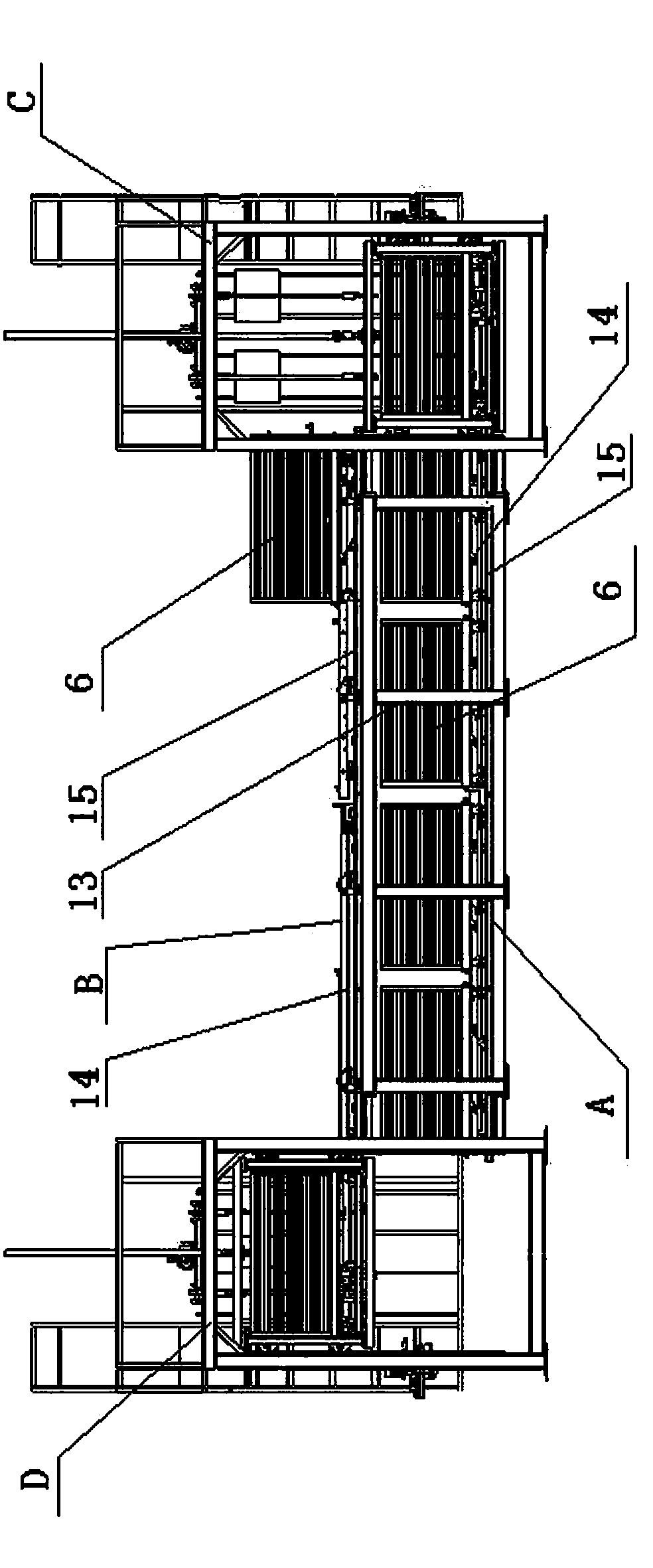 Large-sized green brick storing method and device used in front of kiln