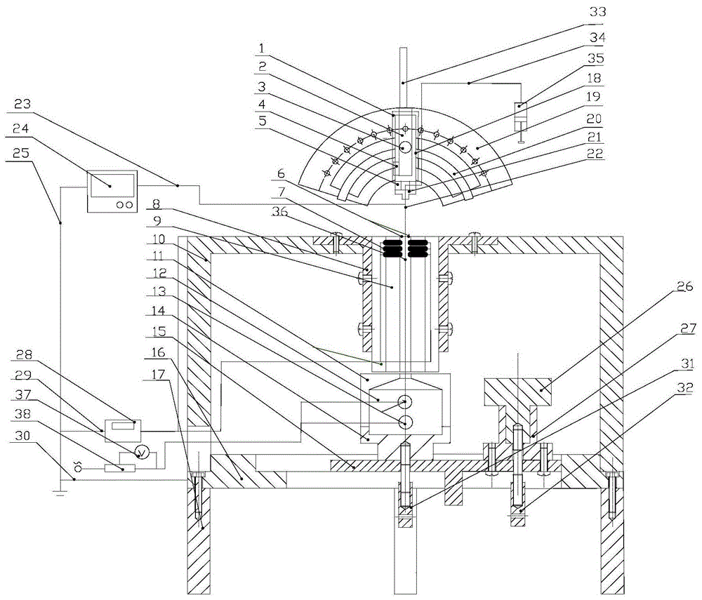 An electrostatic atomization cooling capacity evaluation device with adjustable nozzle space angle