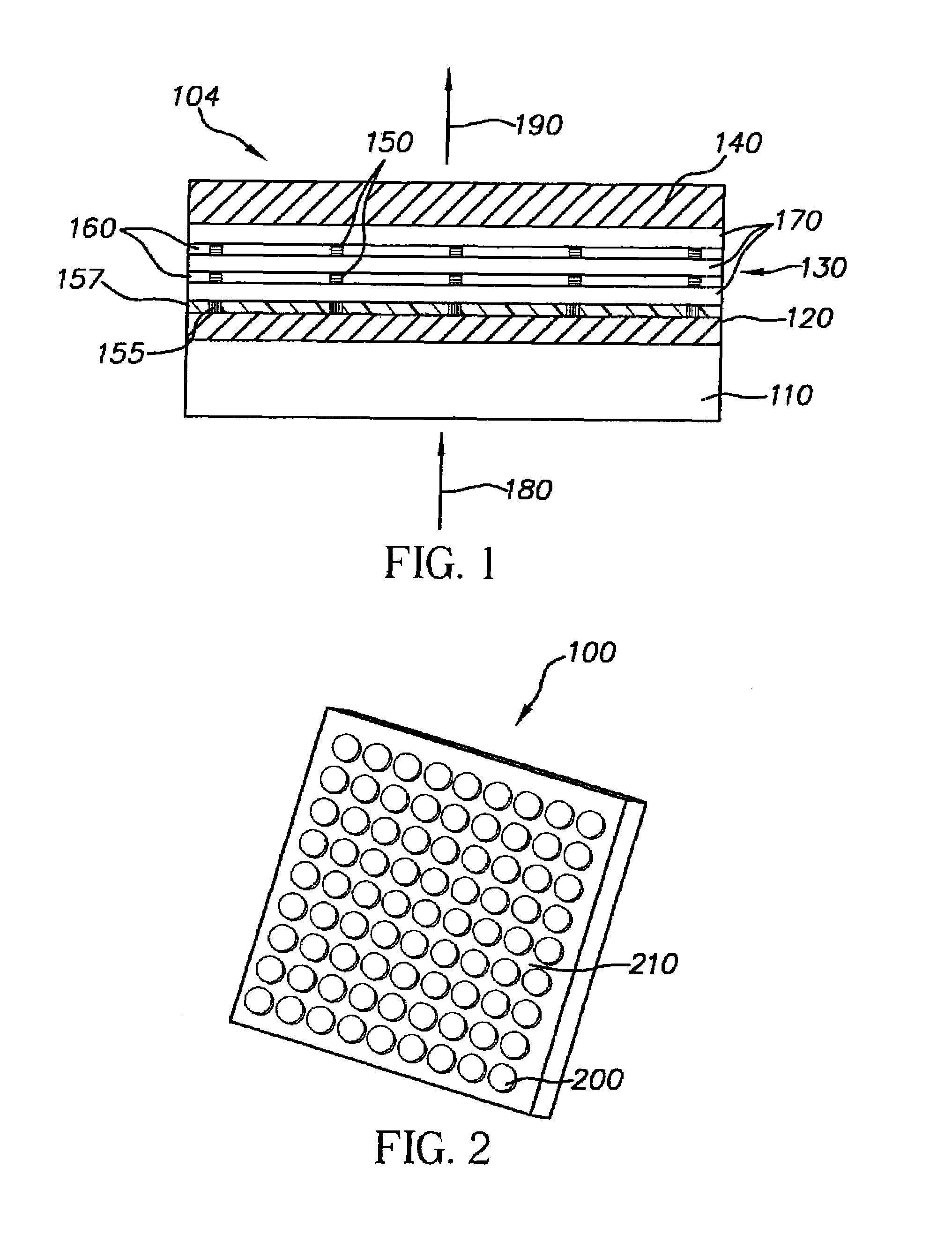 Selective light absorption shifting layer and process