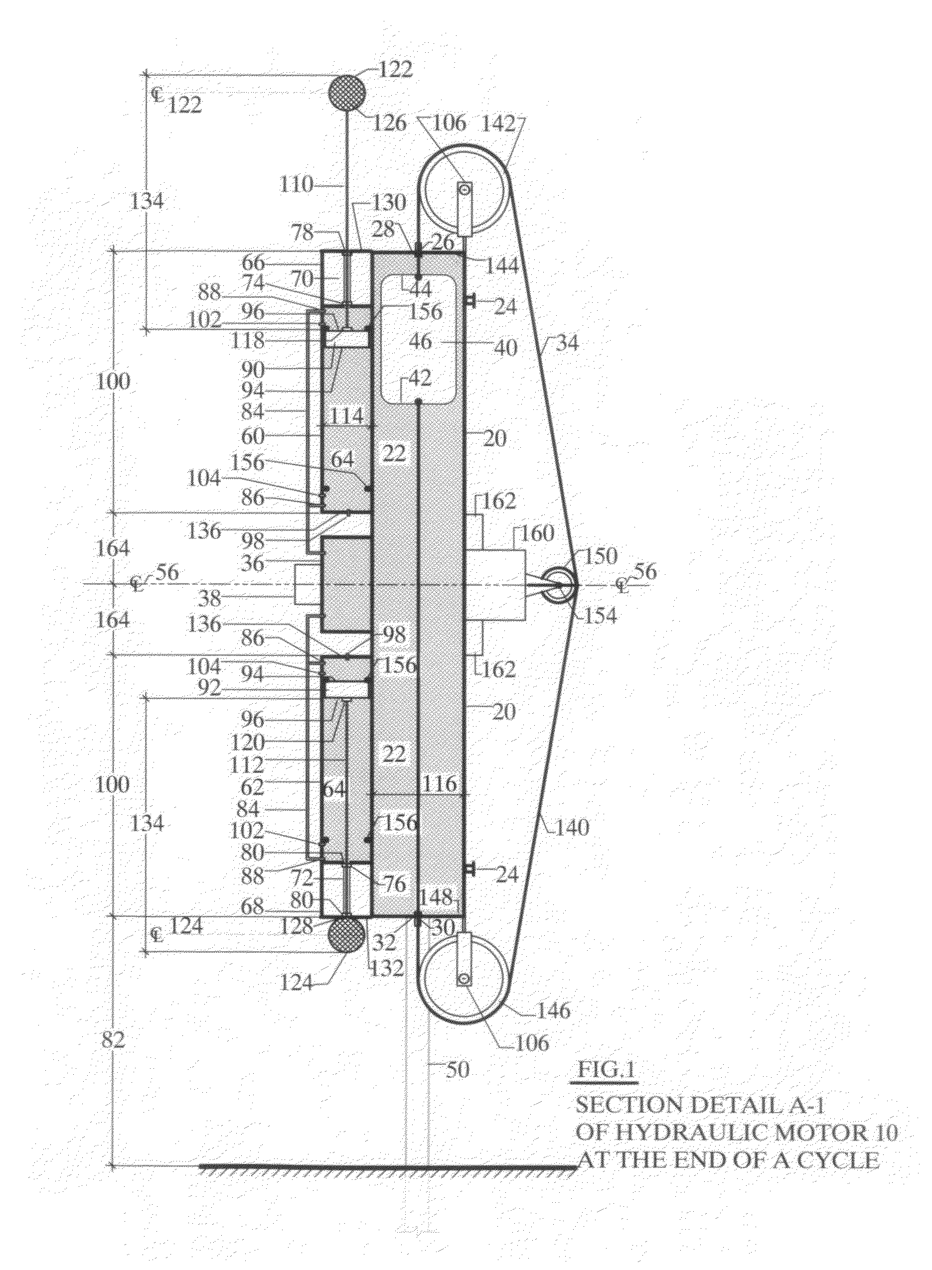 Hydraulic motor using buoyant and gravitational forces to generate kinetic energy