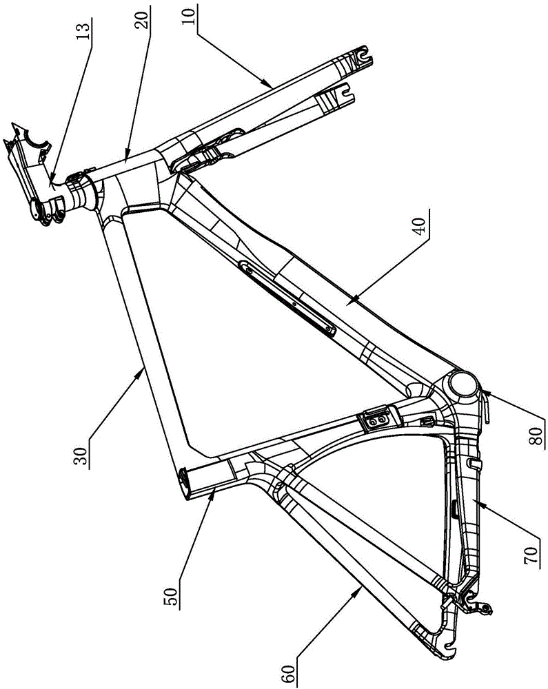 Inner line running bicycle frame and line running method for bicycle frame