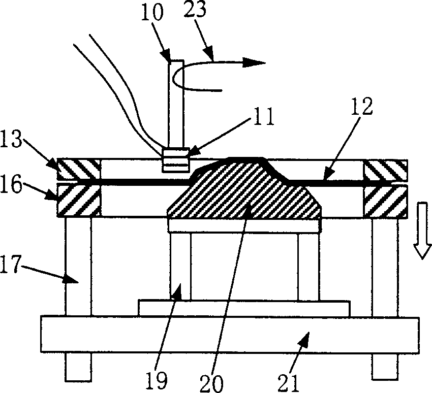 Electromagnetic inching forming method and its device for plate moving coil