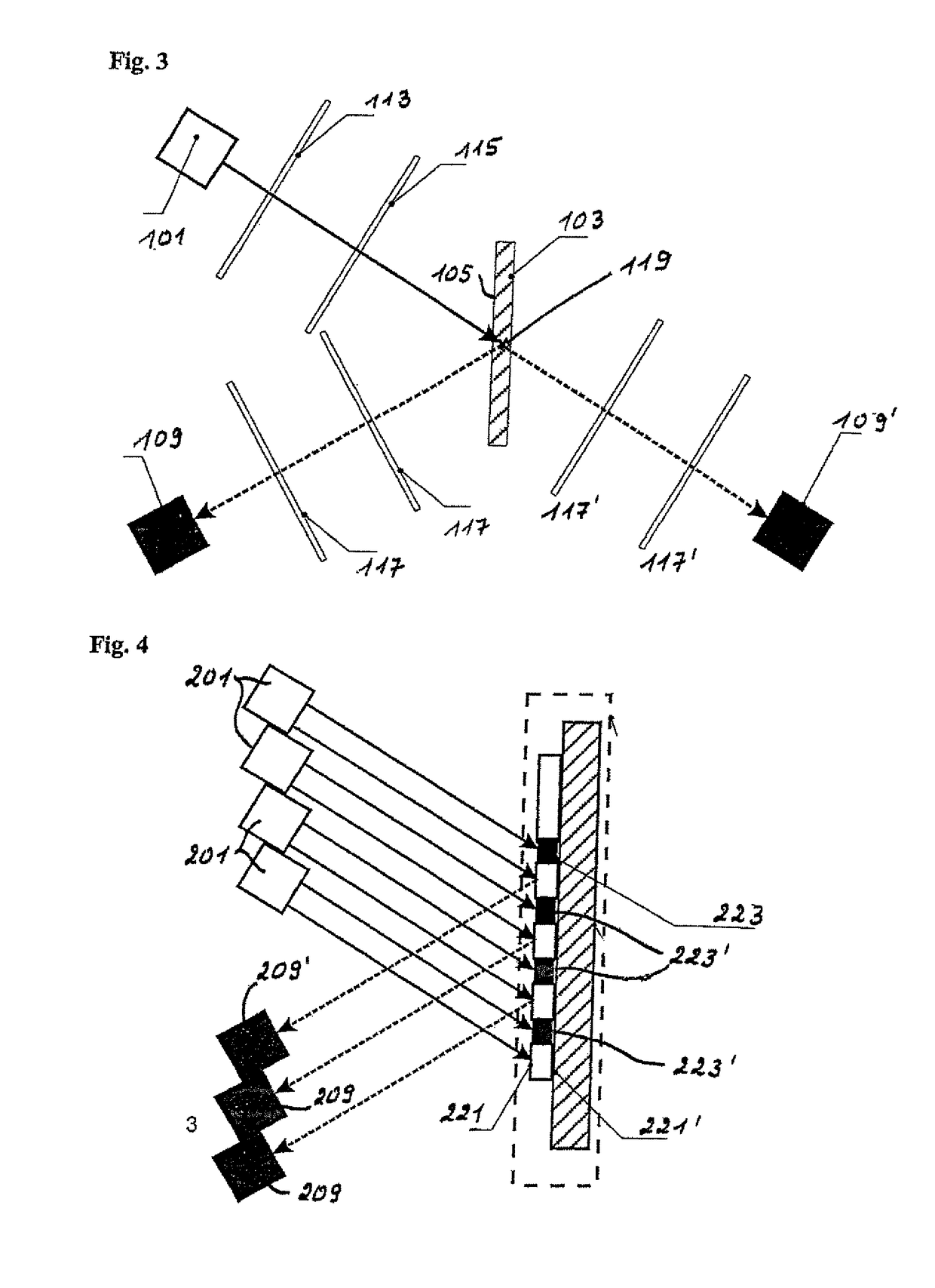 Method and device for determining reflection coefficients on filter arrangements having thin layers