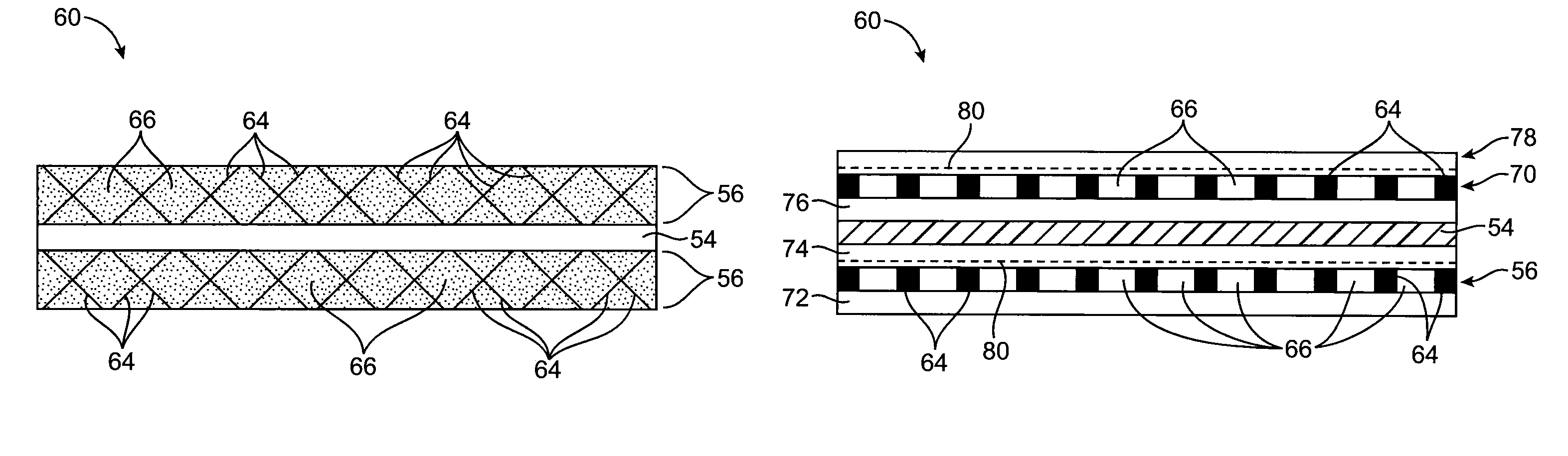 Transmission line with a cross-hatched ground plane that is either filled with conductive paint or covered by a conductive foil