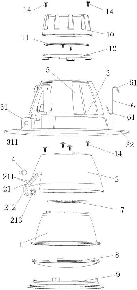 A kind of rotatable led downlight and its assembly method