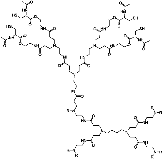 Preparation and application of novel dendritic compound containing acetylcysteine structure