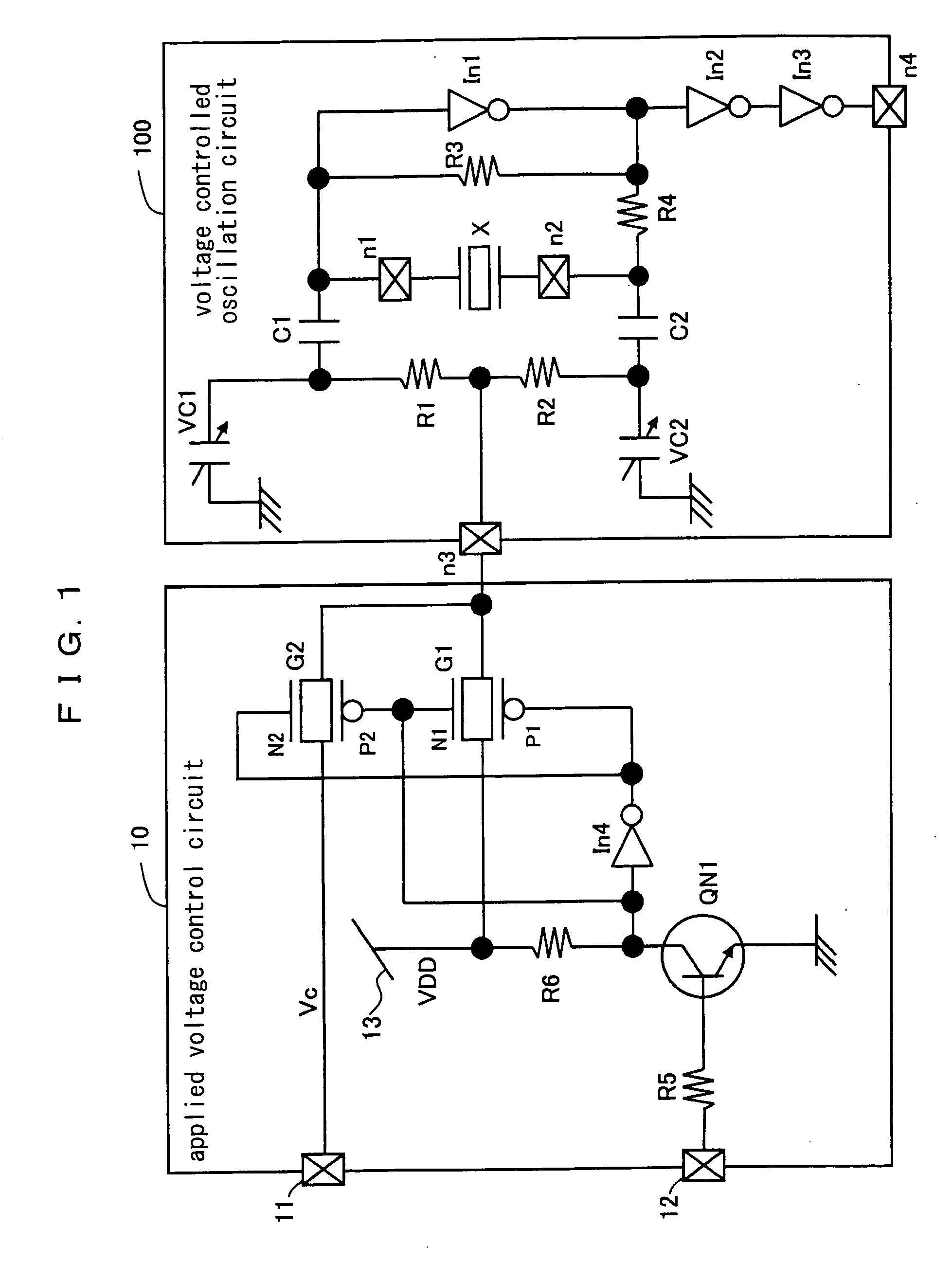 Applied voltage control circuit for voltage controlled oscillation circuit