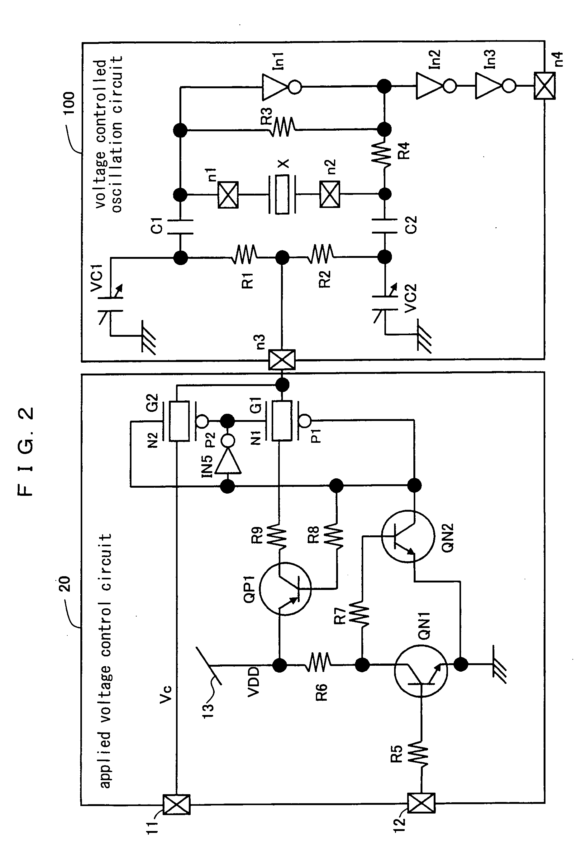 Applied voltage control circuit for voltage controlled oscillation circuit