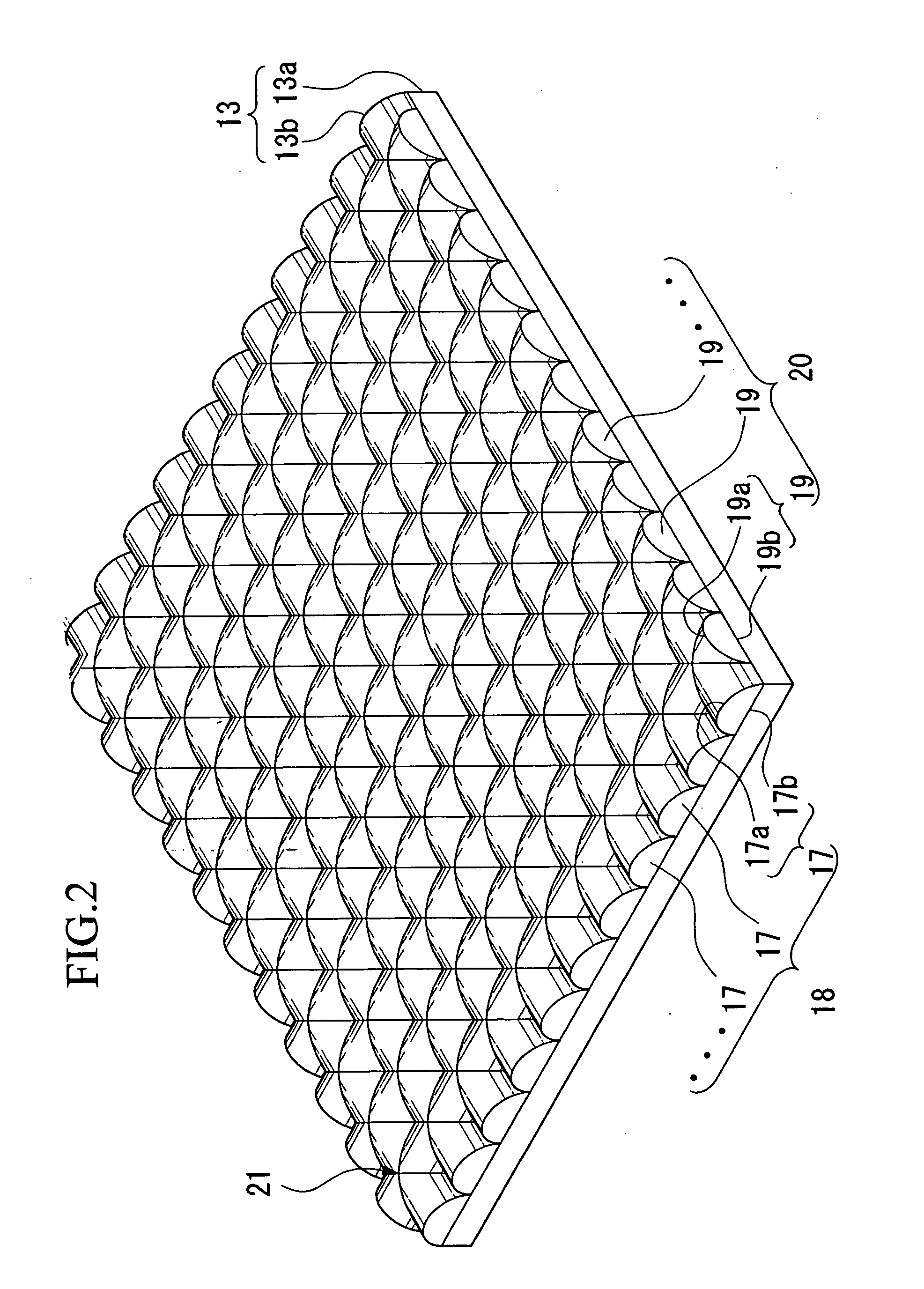 Lens array sheet and transmission screen and rear projection type display
