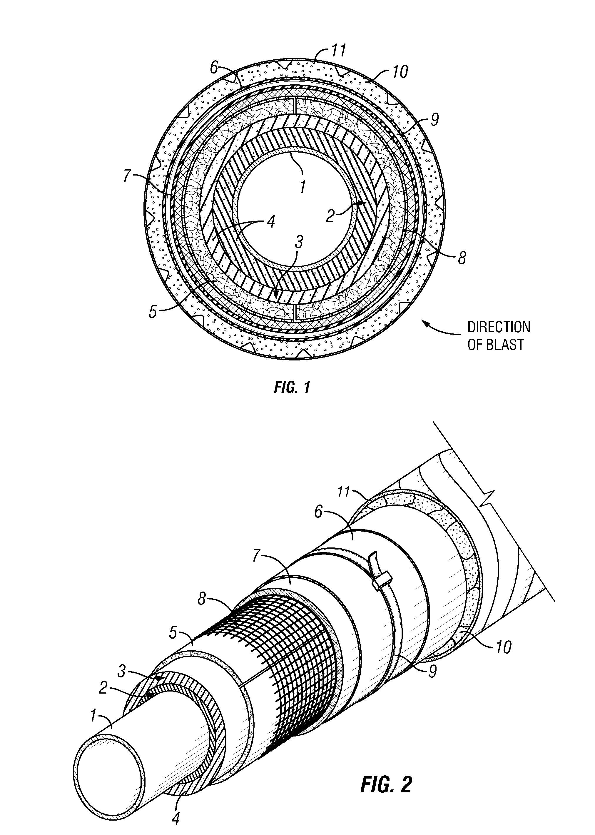 Blast resistant pipe protection system and method