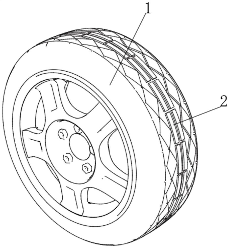 Self-repairing self-chaining antiskid tire