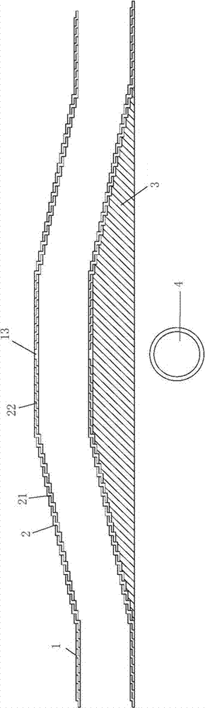 An upper and lower cross tunnel shock absorption structure and construction method thereof