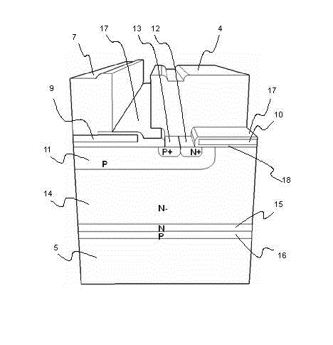 Heavy-current whole-wafer total-pressure-contact flat-plate encapsulated IGBT (Insulated Gate Bipolar Transistor) and manufacturing method thereof