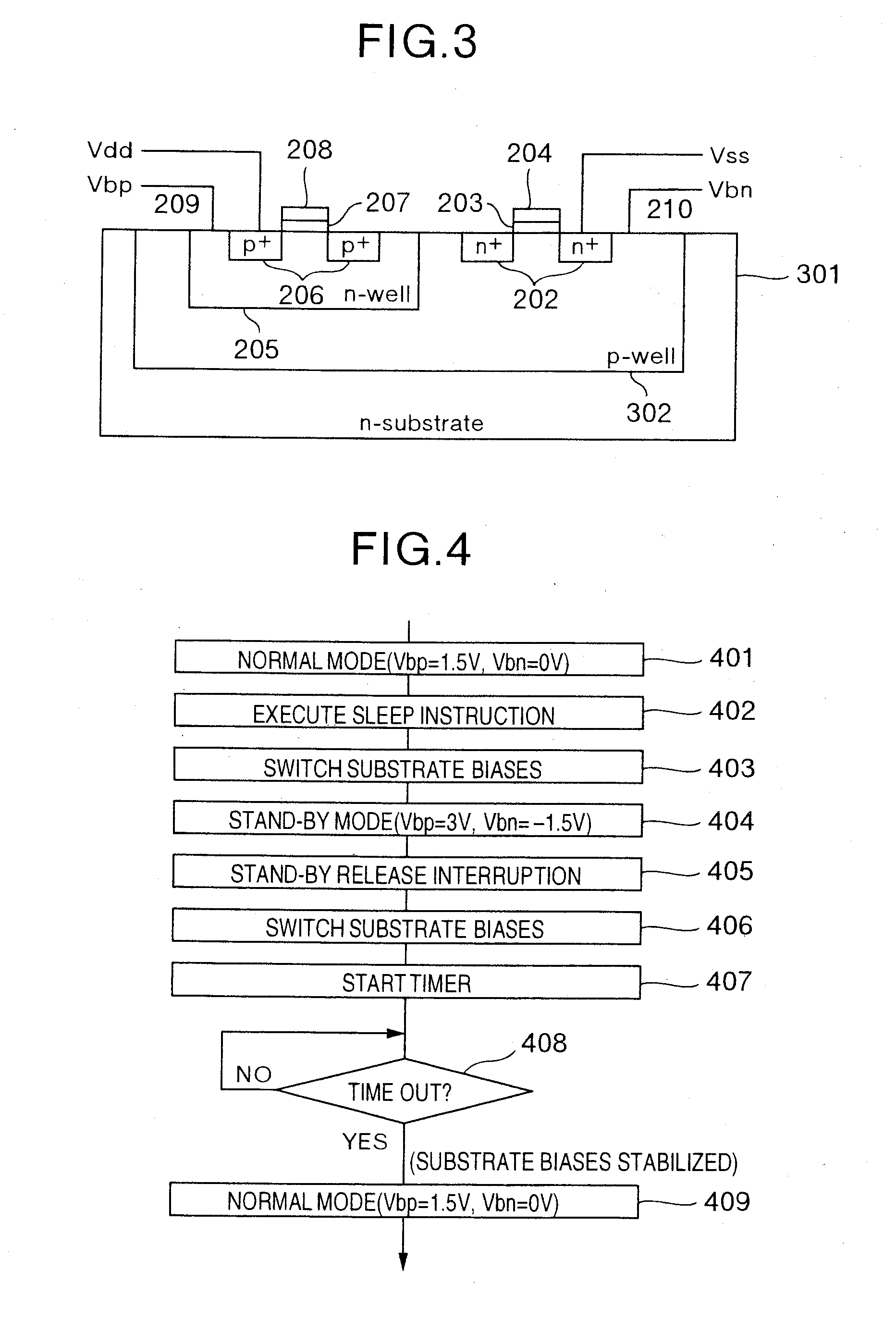 Substrate bias switching unit for a low power processor