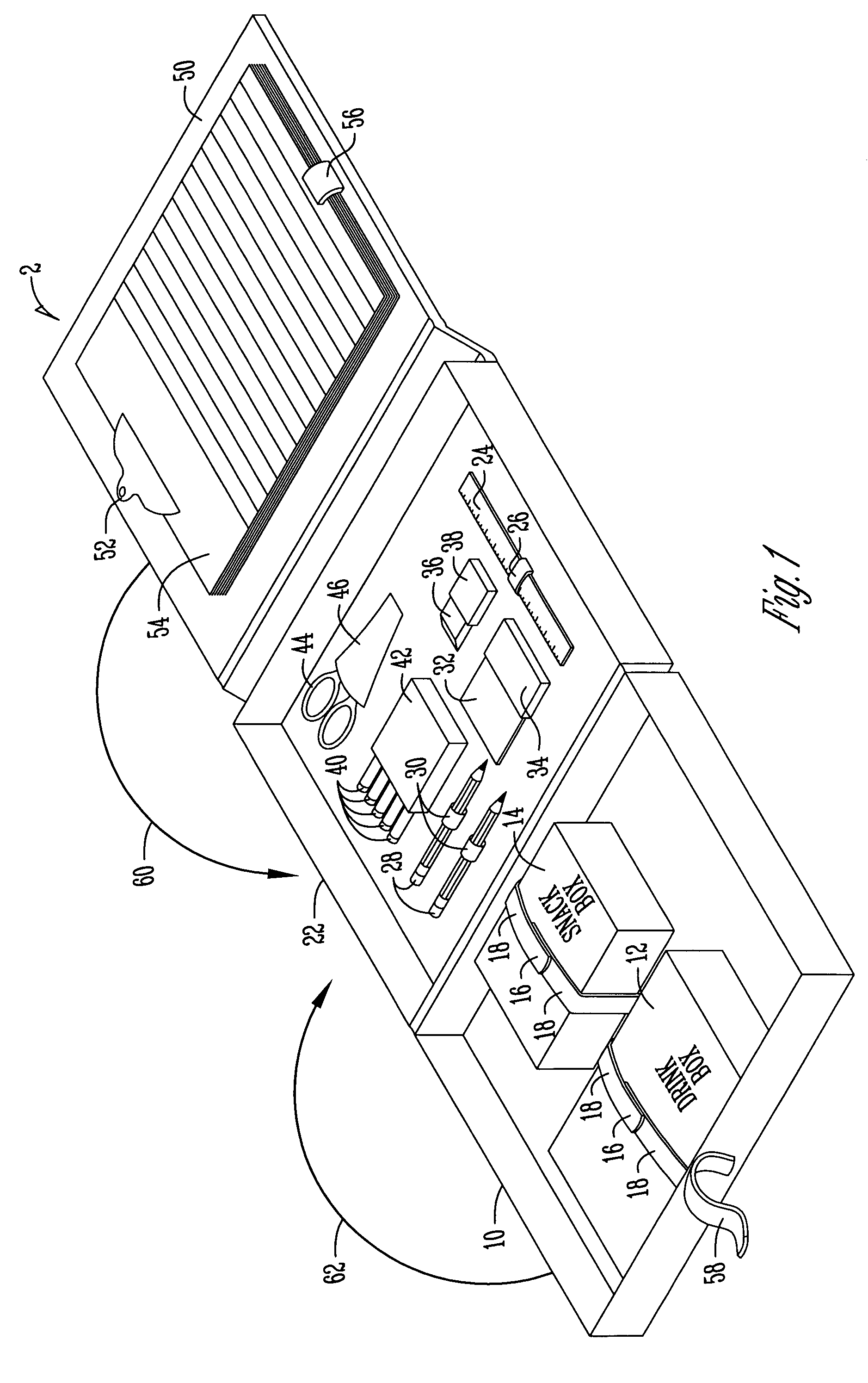 Apparatus and method for storing snack items and school supplies