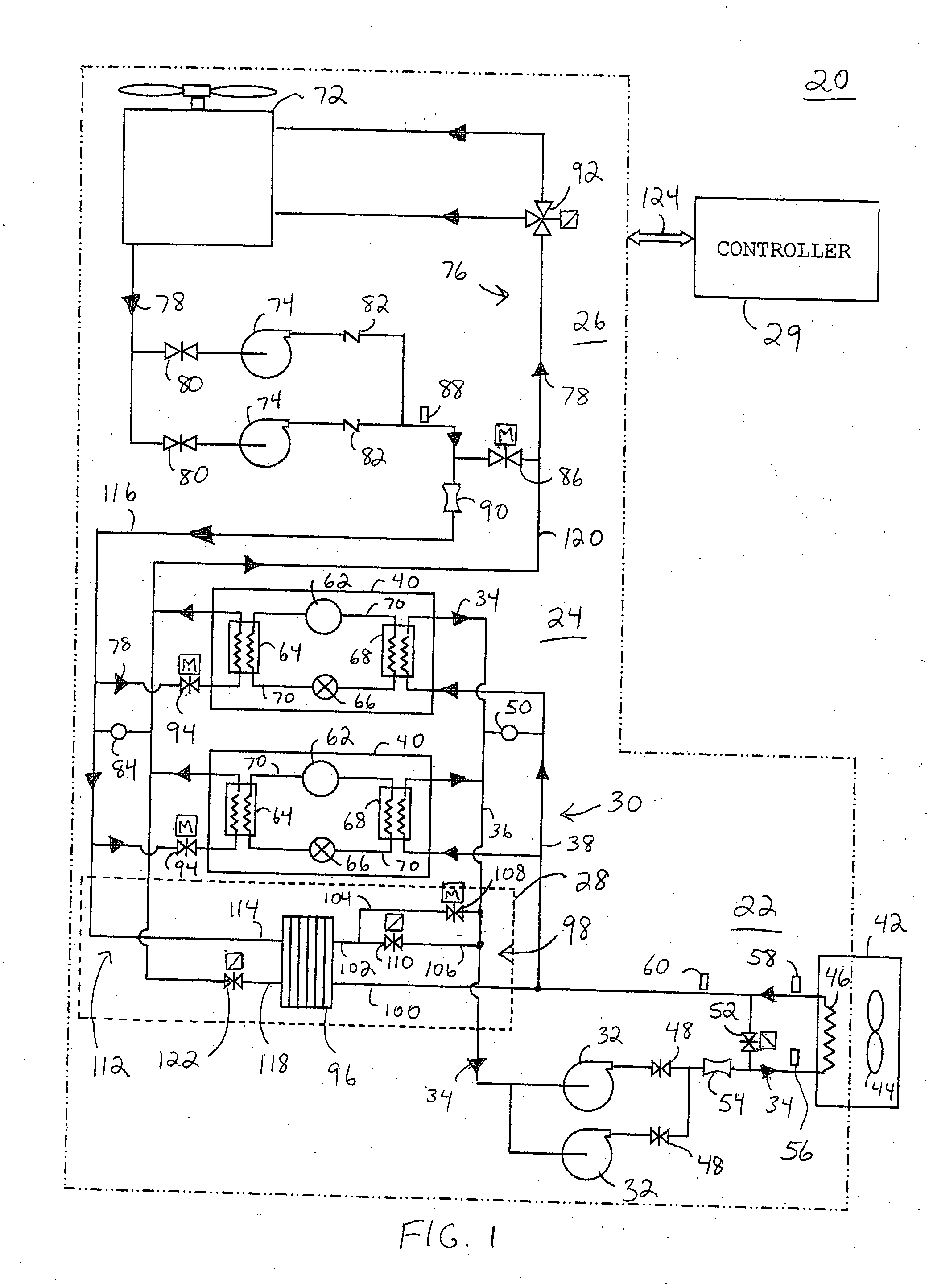 Chiller system with low capacity controller and method of operating same