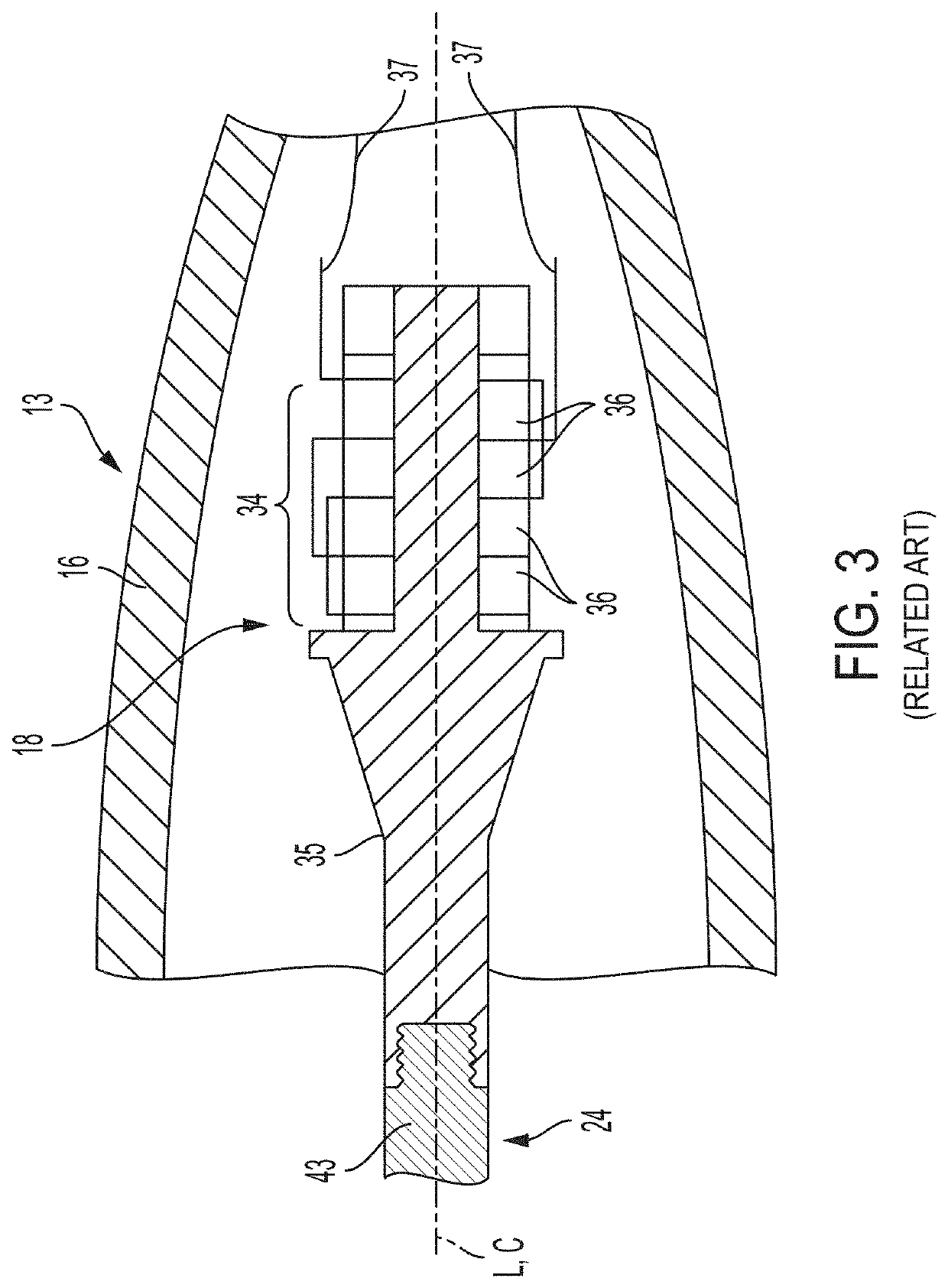 Curved ultrasonic transmission member having improved vibration control