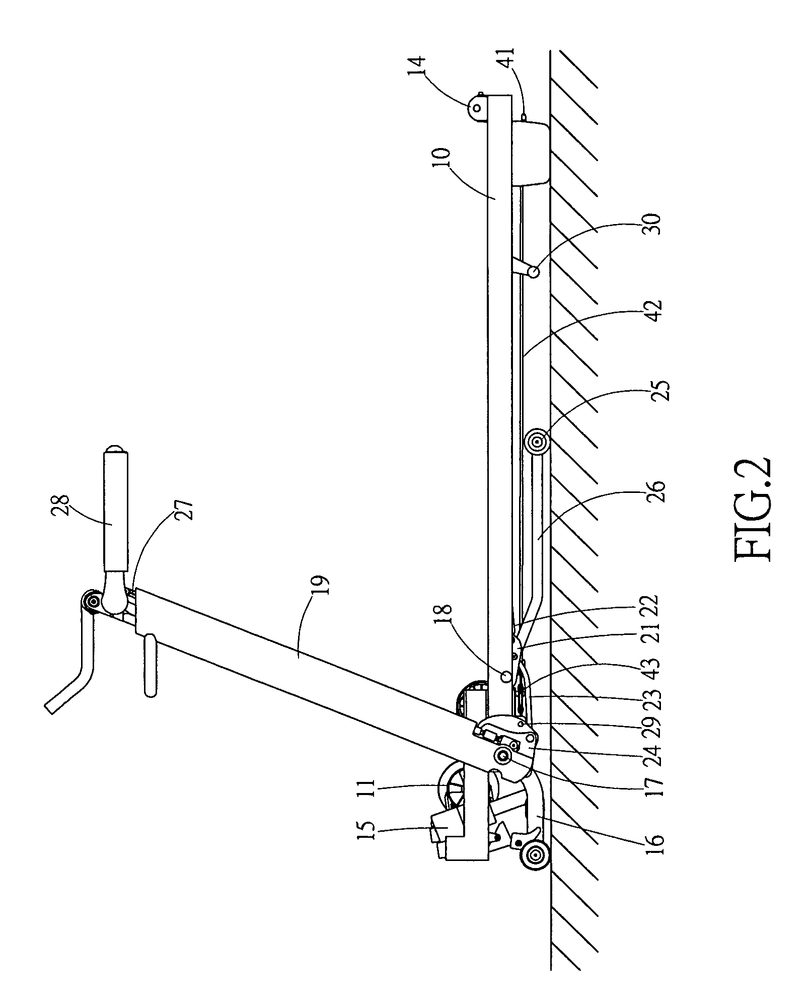 Side-supporting type folding mechanism for a treadmill