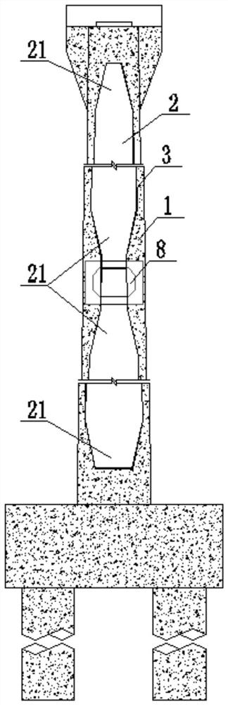 Steel-concrete composite structure pier suitable for high-intensity area and construction method of steel-concrete composite structure pier