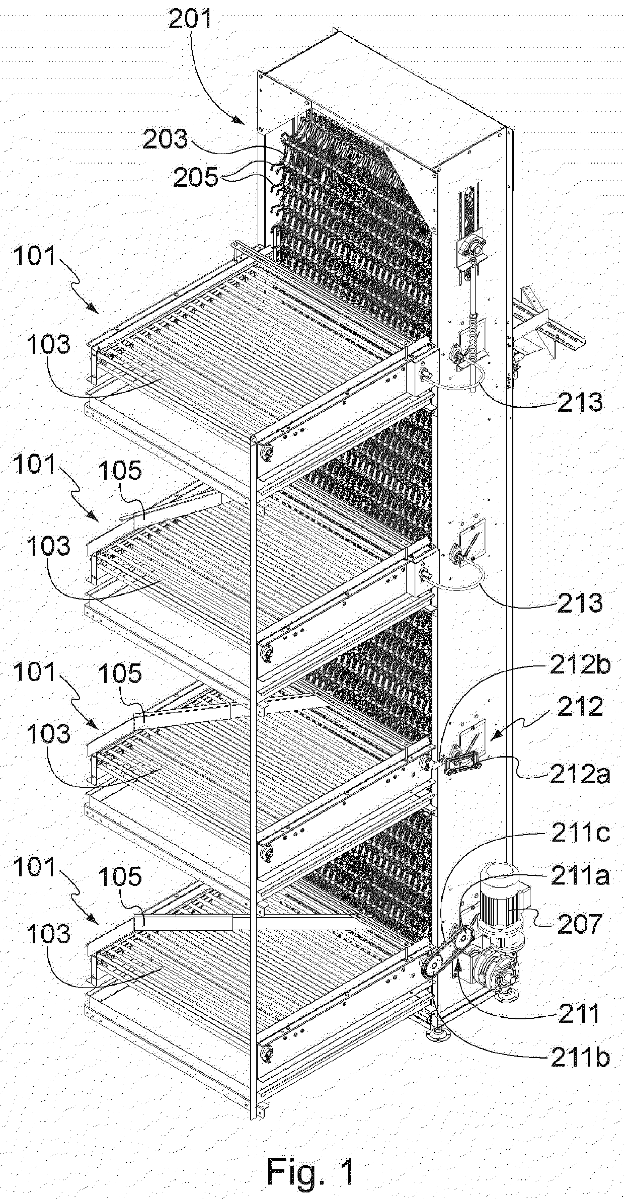 Conveying system for shock-sensitive items, in particular eggs