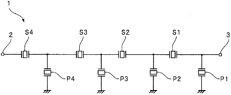 Ladder-type acoustic wave filter