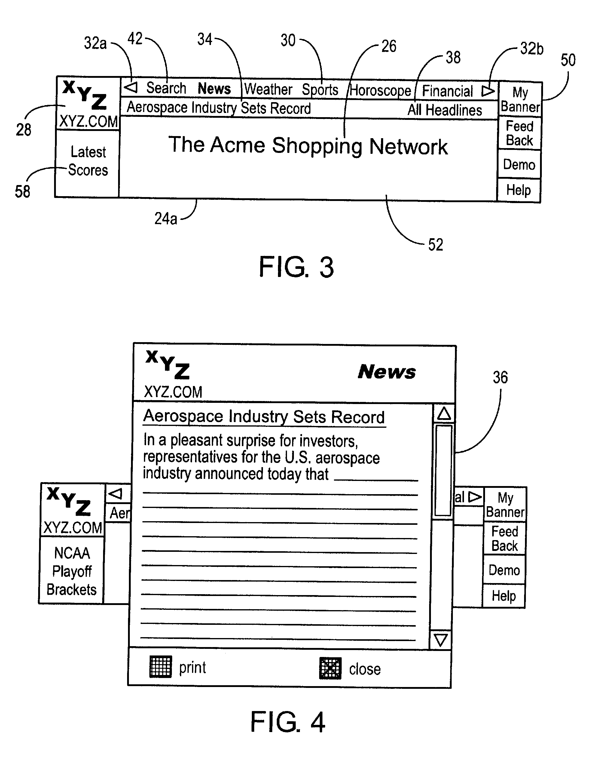 System and method of consistent internet web site banners that provide portal-like functionality