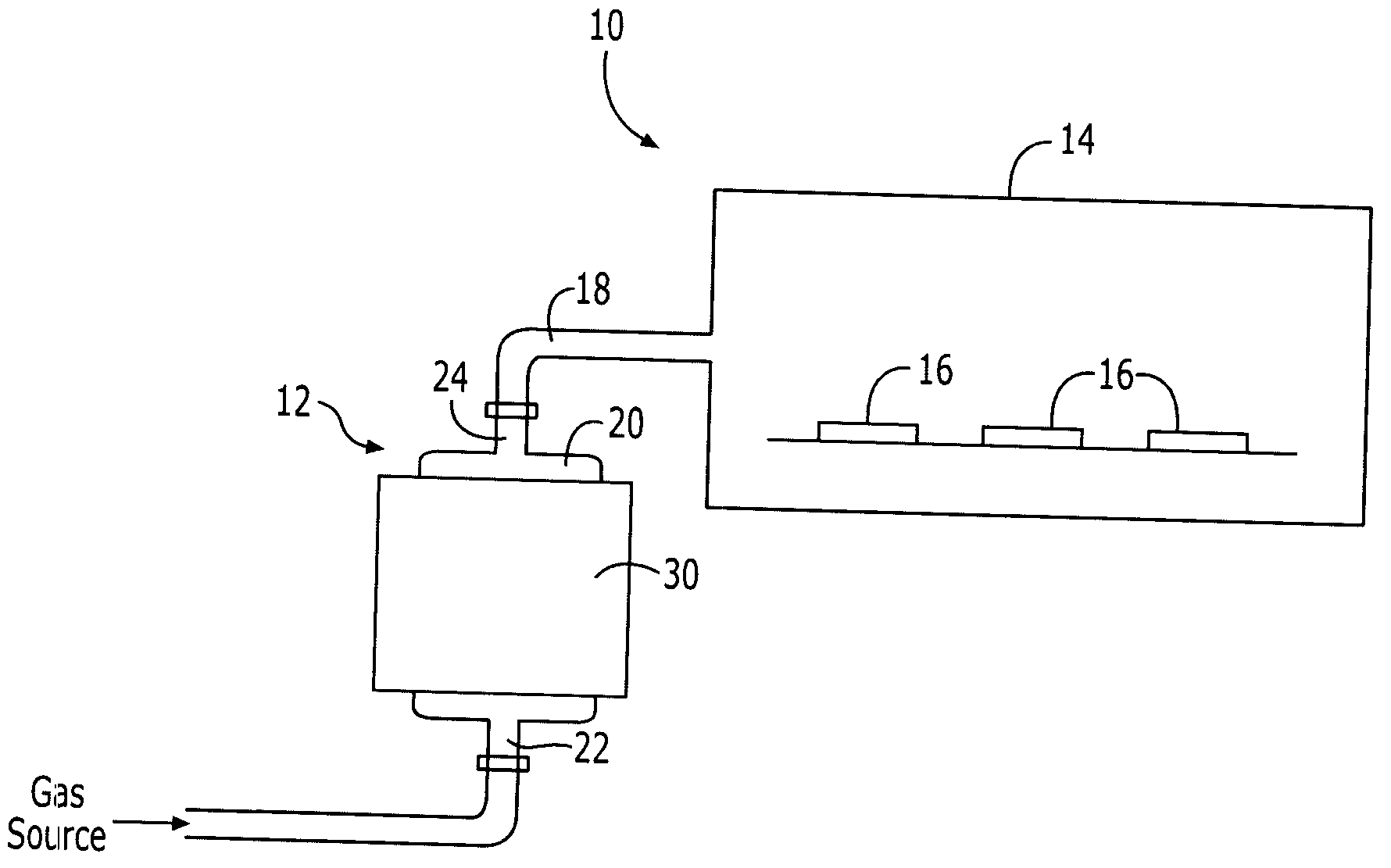 Gettering filter and associated method for removing oxygen from a gas