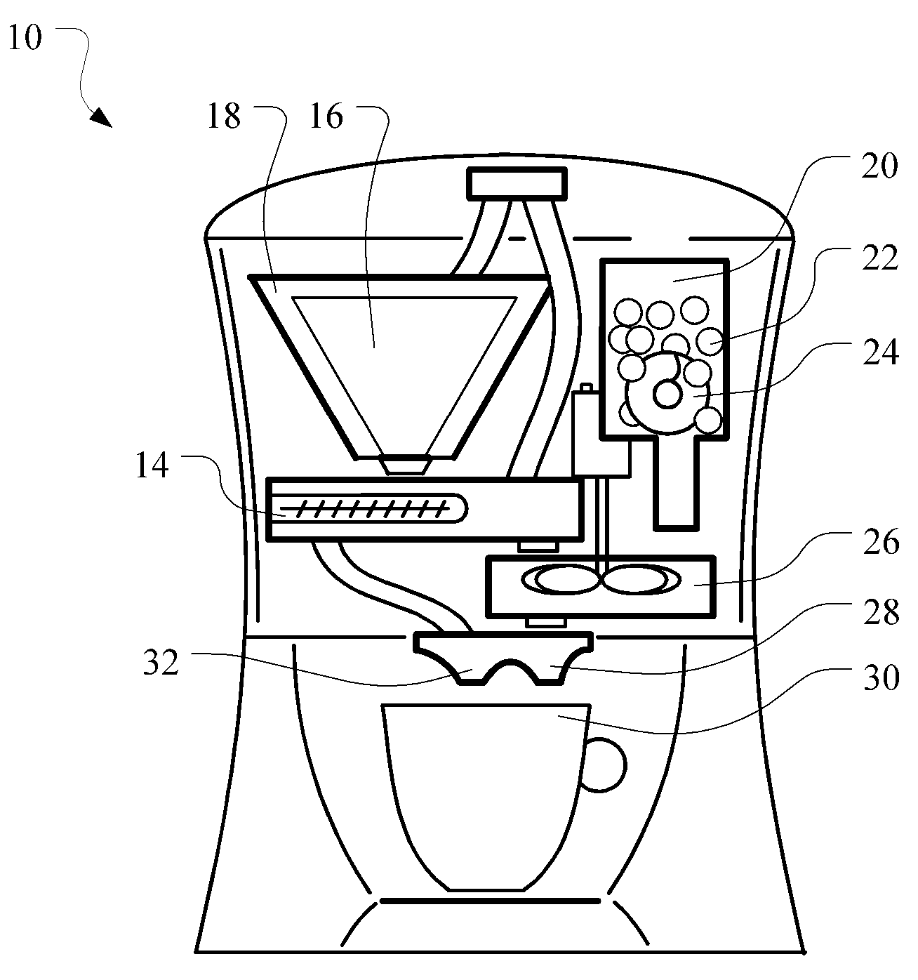Household coffee and hot beverage dispenser