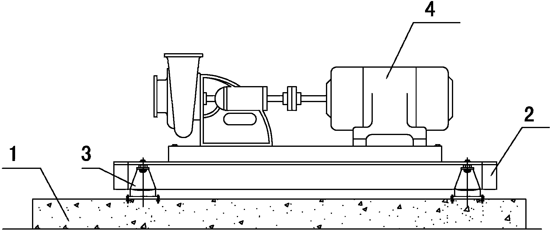 Simple damping base of horizontal pump