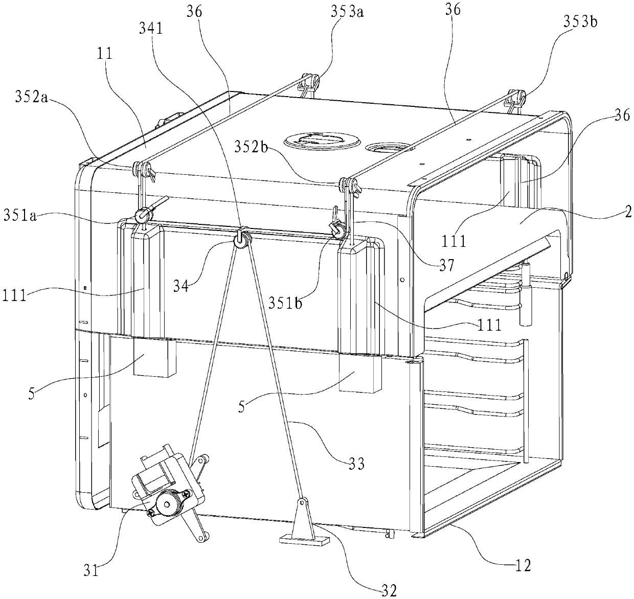 Inner container structure of oven