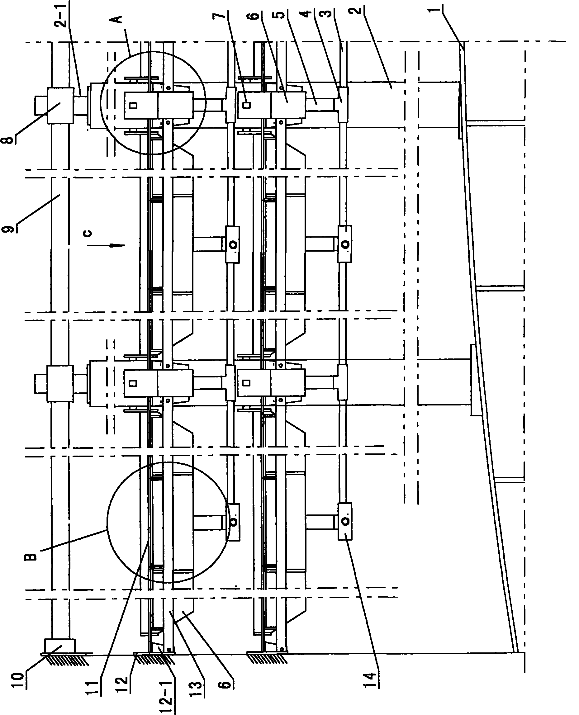 Tower plate bearing structure of large-scale cross-flow plate type tower