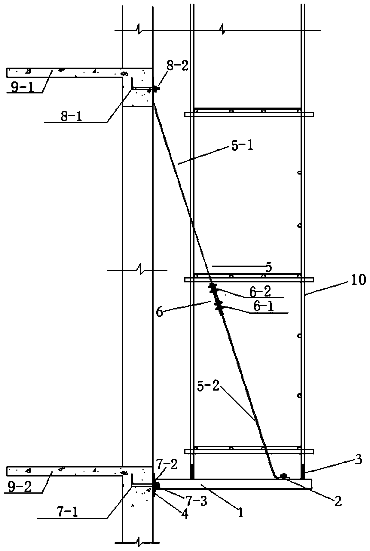 Supporting device for fabricated cantilever scaffold and construction method thereof