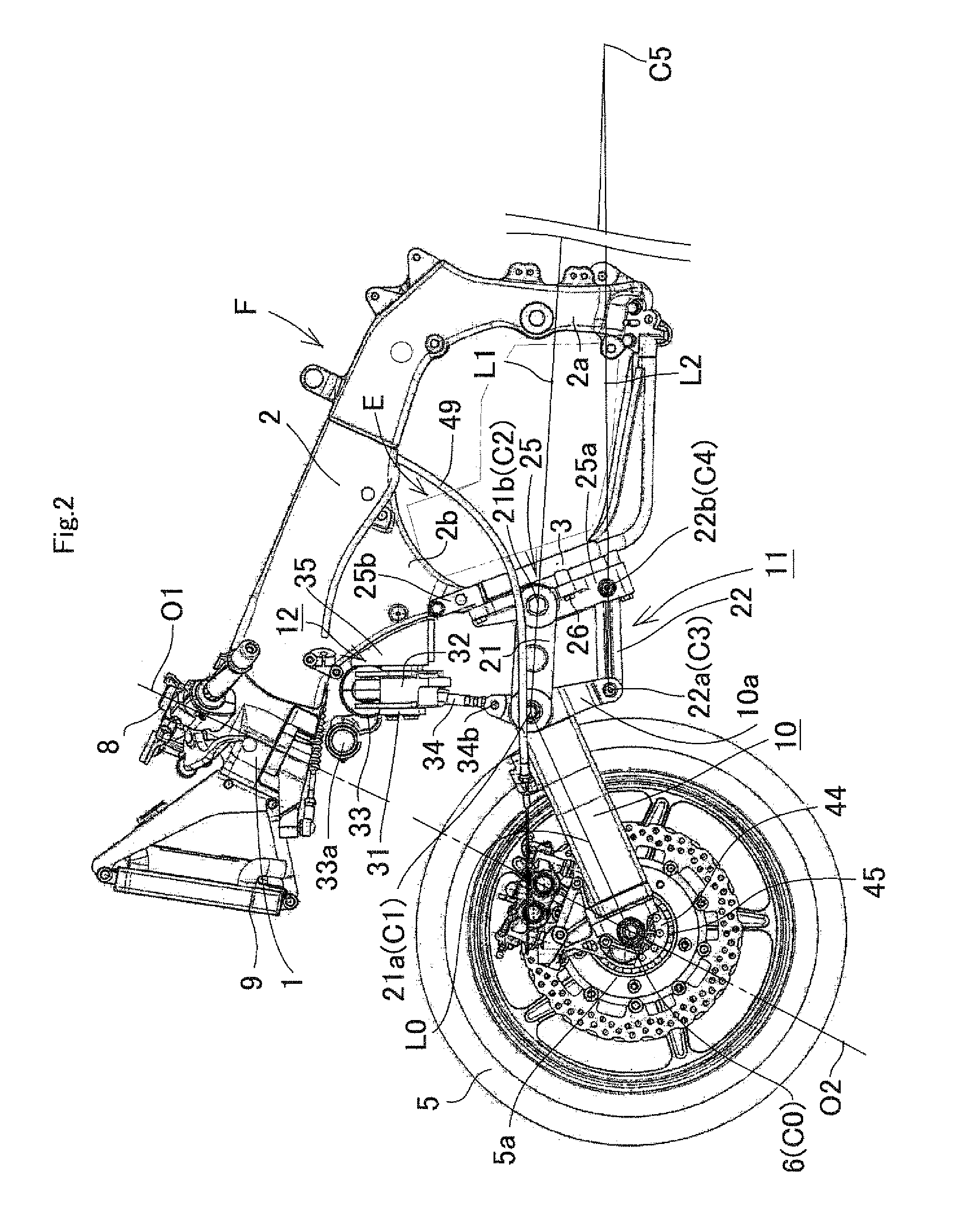 Front wheel supporting structure for straddle-type vehicle