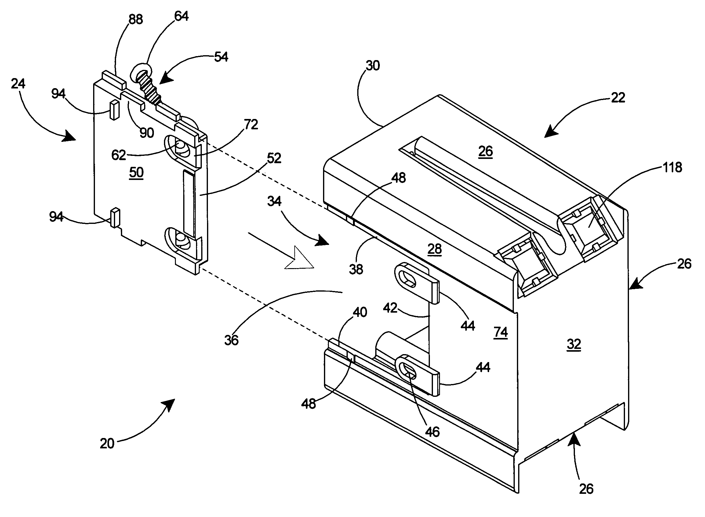Large volume electrical box with internal mounting arrangement
