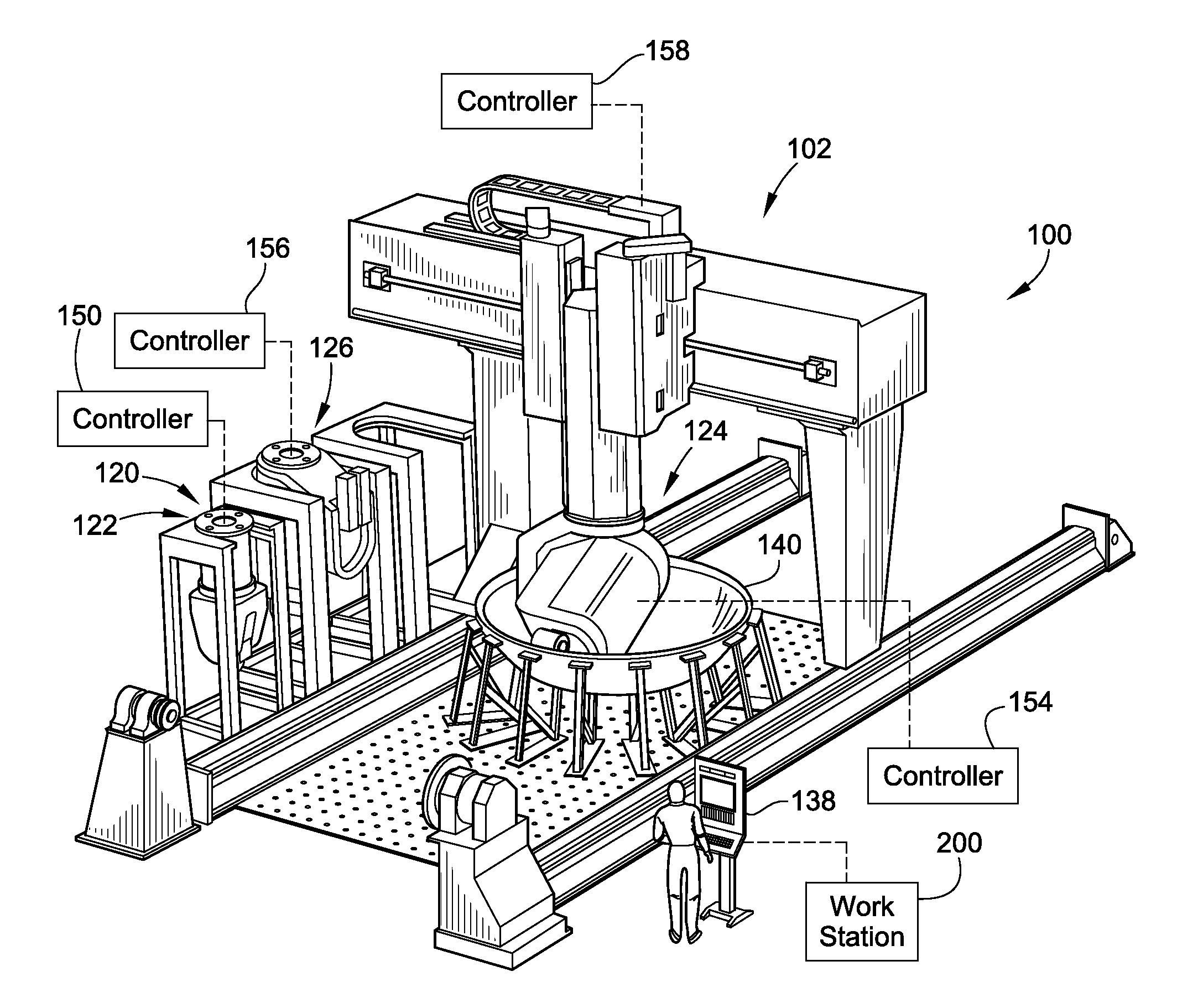 Manufacturing process and apparatus having an interchangeable machine tool head with integrated control