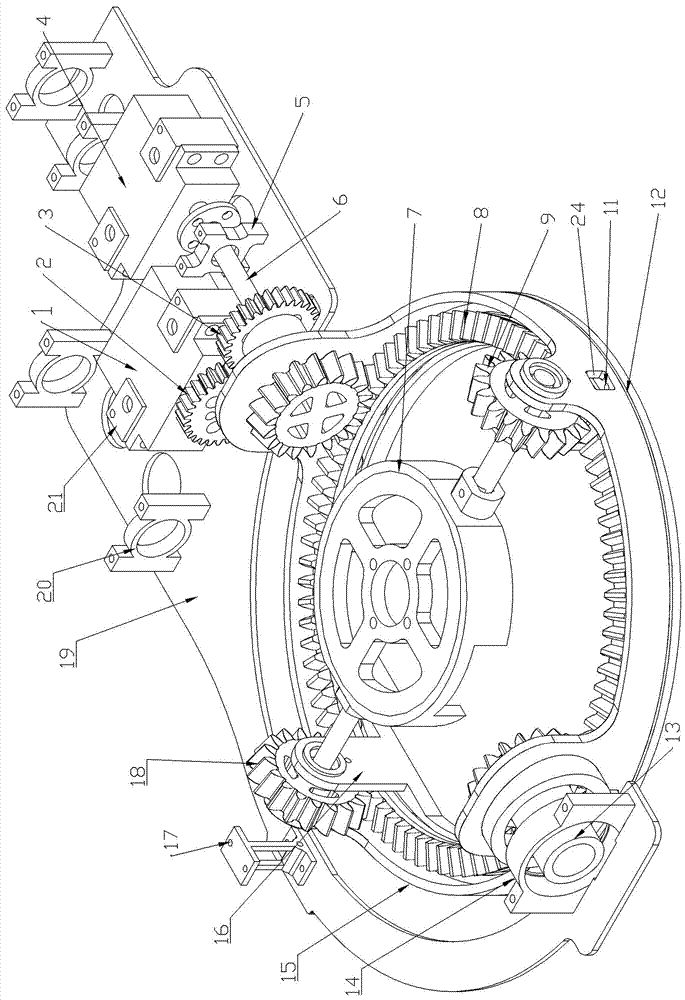 Double-shaft swinging and rotating mechanism based on driving gear ring structure