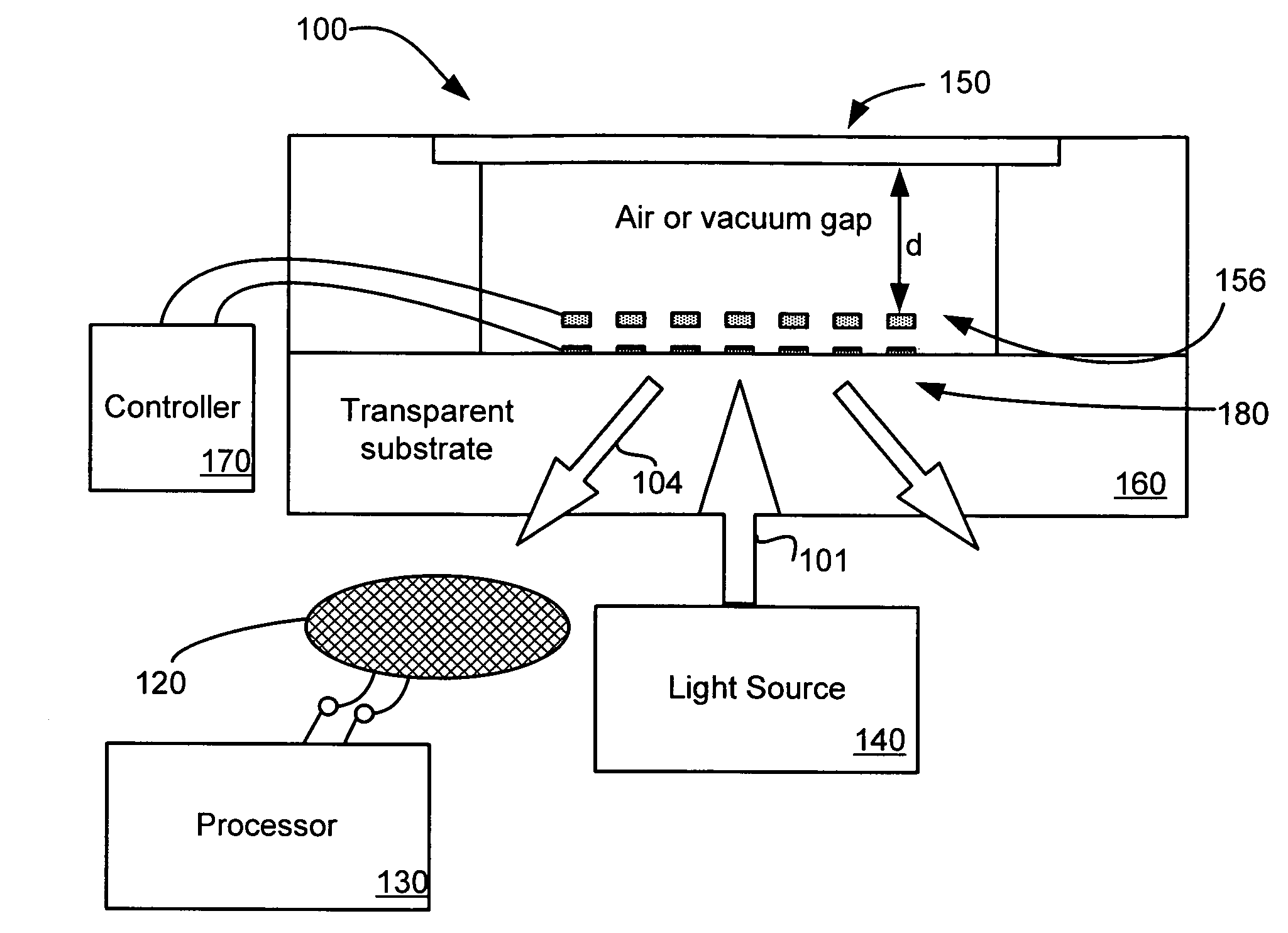 Highly-sensitive displacement-measuring optical device