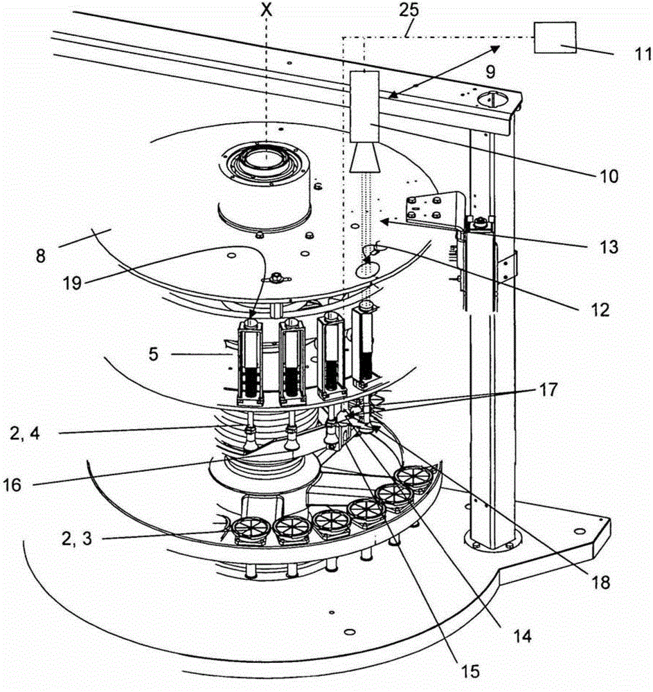 Container handling device and method for inspecting containers therefrom