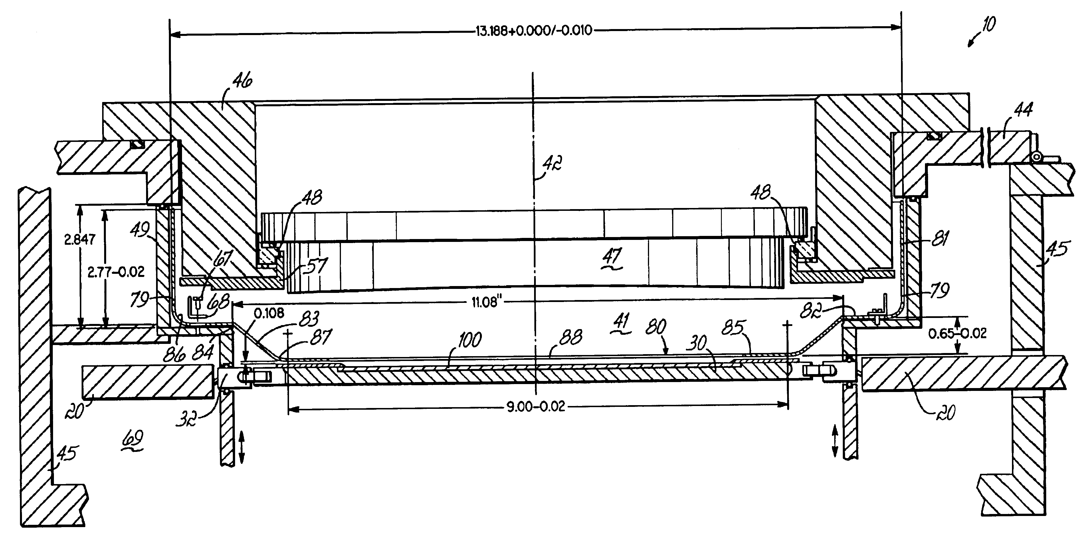 Single piece pod shield for vertical plenum wafer processing machine