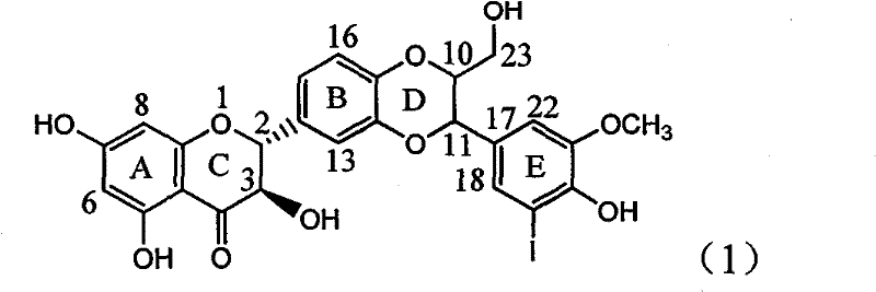 Application of ring E iodine substituted silybin in preparing medicaments for treating viral hepatitis B