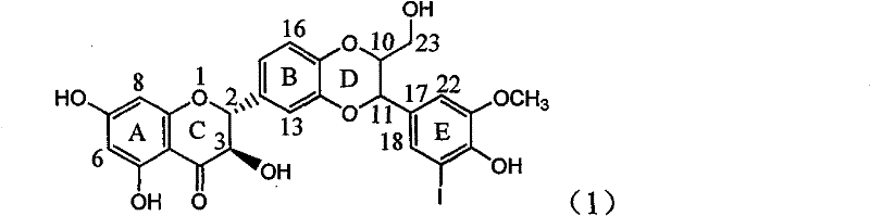 Application of ring E iodine substituted silybin in preparing medicaments for treating viral hepatitis B