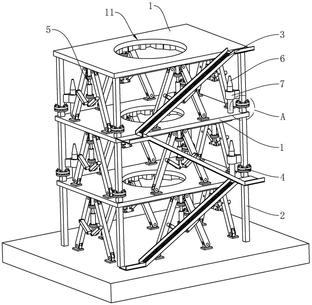 A modular installation structure of a large-scale blast furnace roof diffusion platform