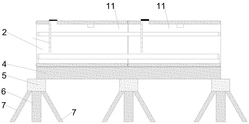 Novel anti-settling and anti-inclining underground comprehensive pipe rack structure in soft soil foundation and construction method of novel anti-settling and anti-inclining underground comprehensive pipe rack structure