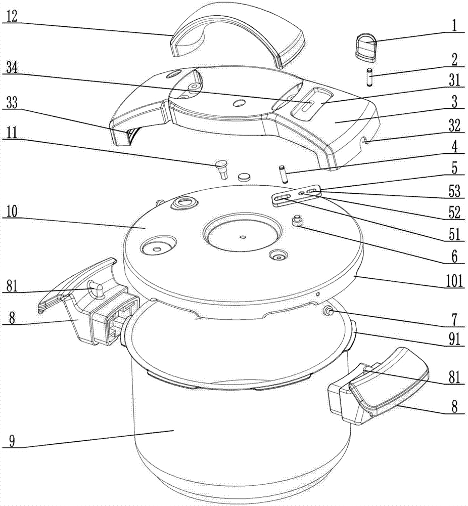 Pressure cooker cover opening and closing structure