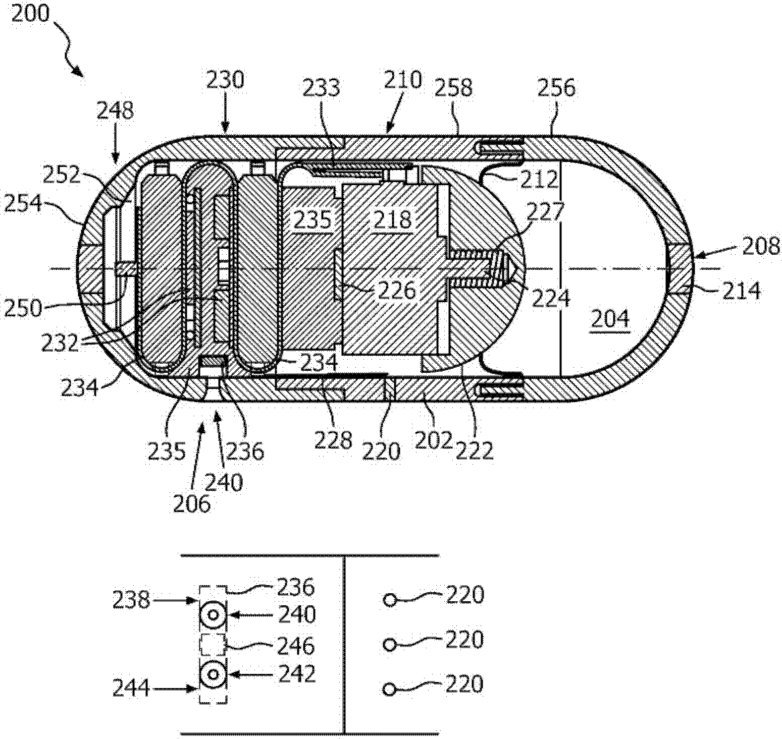 Intrauterine electronic capsule for administering a substance