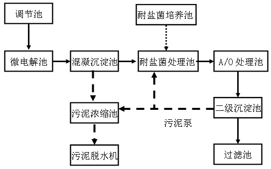 Device and process for processing high-salt non-biodegradable toxic industrial waste water