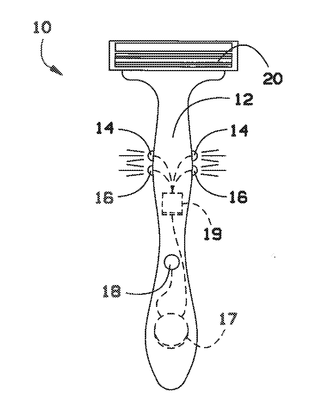 Grooming device with leveling indicators