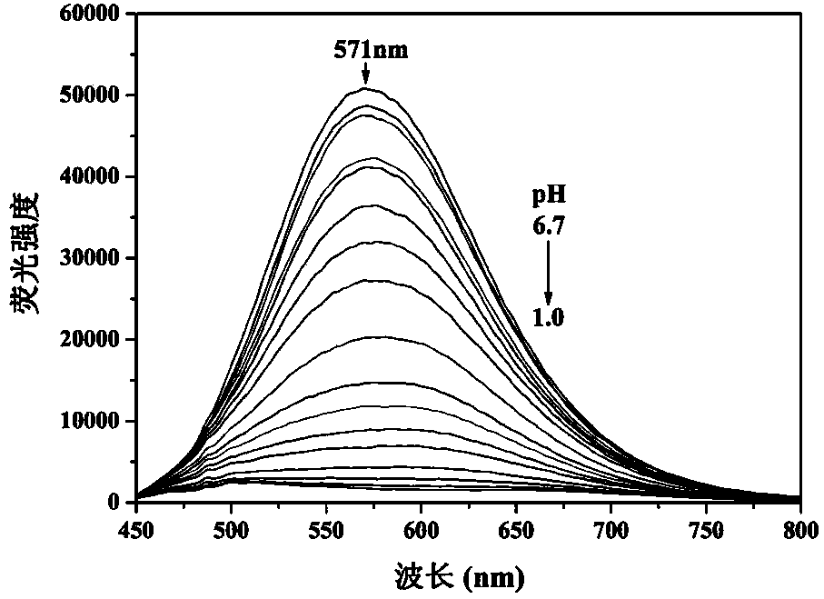 Extremely acidic pH fluorescent probe, and preparation method and application thereof