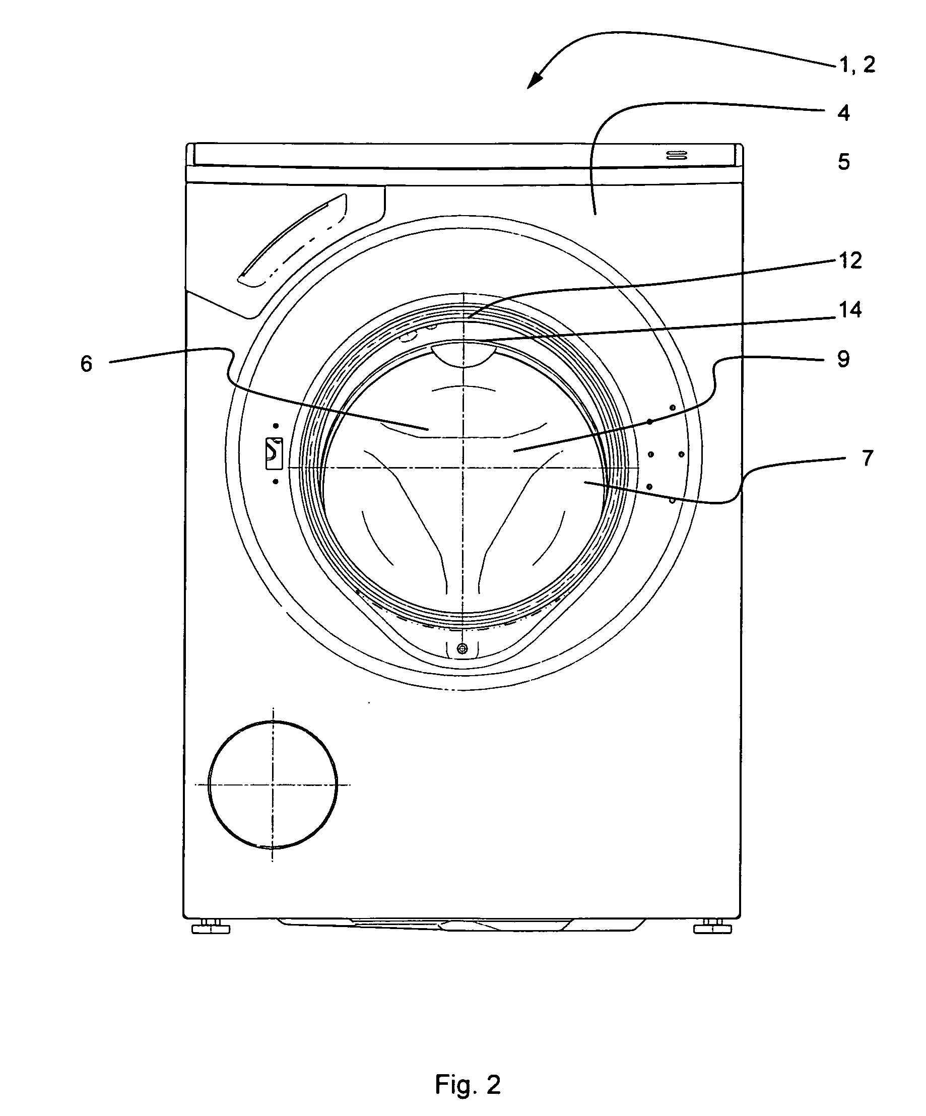 Front-loading laundry appliance such as a washing machine, a laundry dryer or a washer-dryer machine